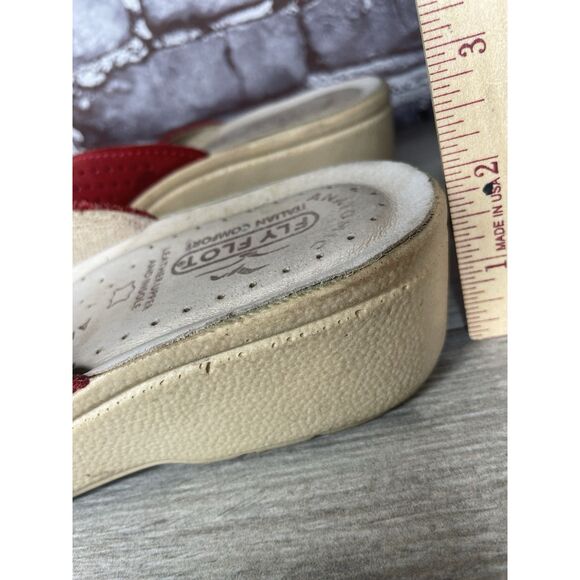 Fly Flot Anatomic Red Suede Leather Adjustable Strap Wedge Sandals Women Sz 38EU - Picture 5 of 16